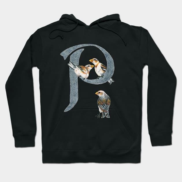 Avian Alphabet P - Snow bunting Hoodie by hnewmanart